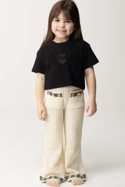 Elisabetta Franchi Bambina T-shirt con Ricamo StemmaBLACK