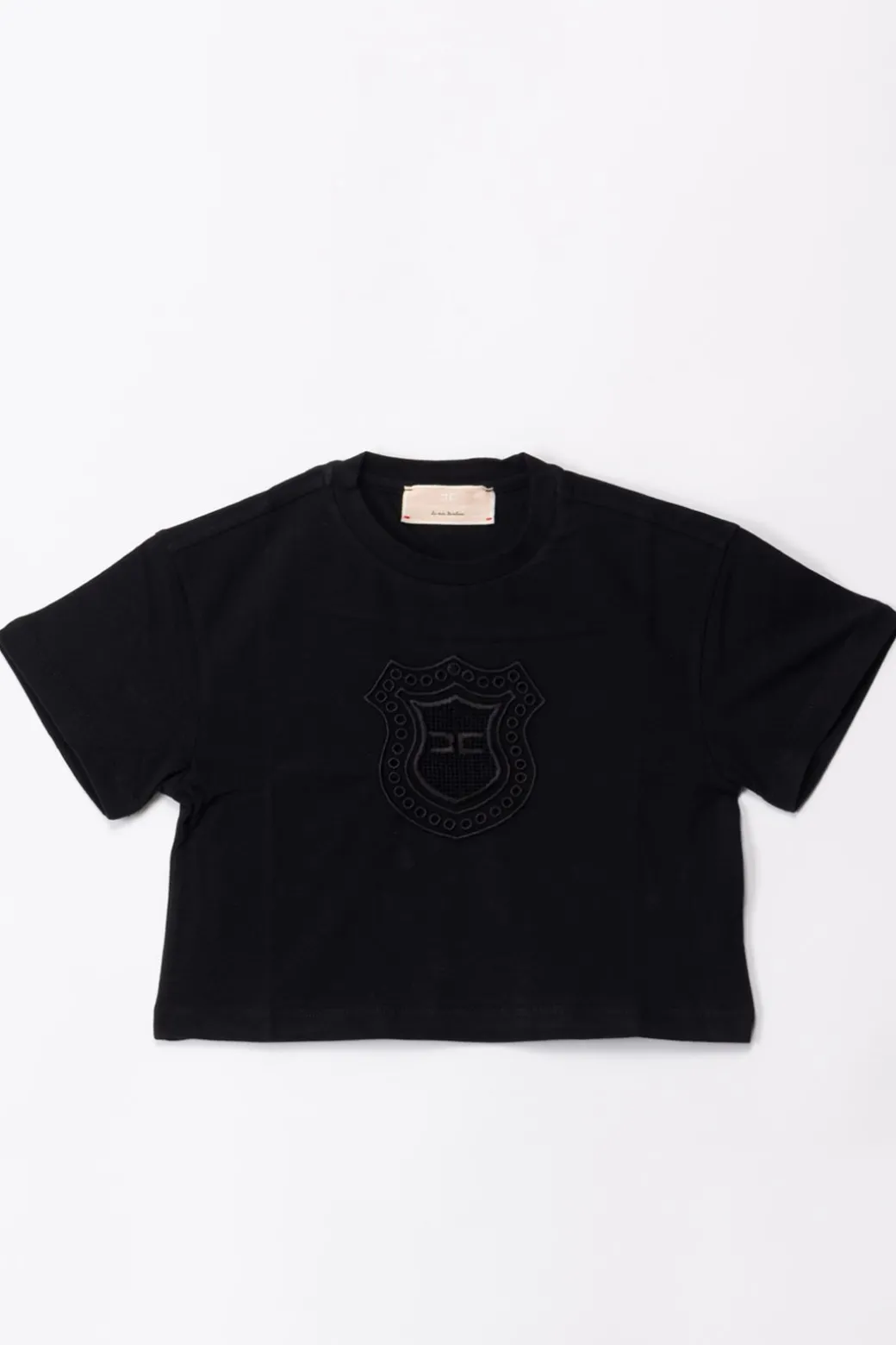 Elisabetta Franchi Bambina T-shirt con Ricamo StemmaBLACK