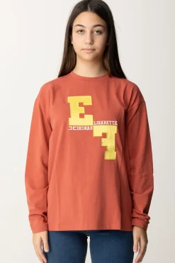 Elisabetta Franchi Bambina T-shirt Manica Lunga con Ricamo LogoOMBRETTO/MIMOSA-AVORIO