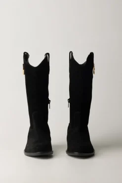 Elisabetta Franchi Bambina Stivali Texani ScamosciatiNERO