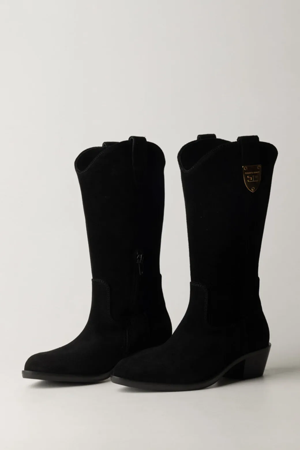 Elisabetta Franchi Bambina Stivali Texani ScamosciatiNERO