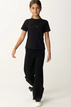 Elisabetta Franchi Bambina T-shirt con Logo In StrassNERO/NERO