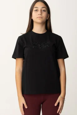 Elisabetta Franchi Bambina T-shirt con Logo In StrassNERO/NERO