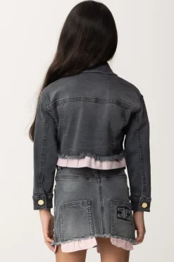 Elisabetta Franchi Bambina Giacca In JeansLIGHT BLACK DENIM