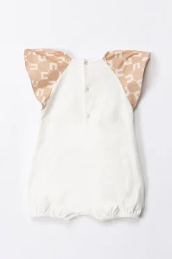 Elisabetta Franchi Bambina Tutina con Maniche a Volant LogateST. NUDE-BURRO/IVORY