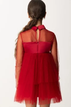 Elisabetta Franchi Bambina Abito In Tulle a Balza con CollettinoRED VELVET
