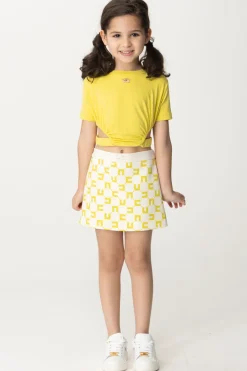 Elisabetta Franchi Bambina T-shirt con Aperture e Placchetta LogoCEDAR