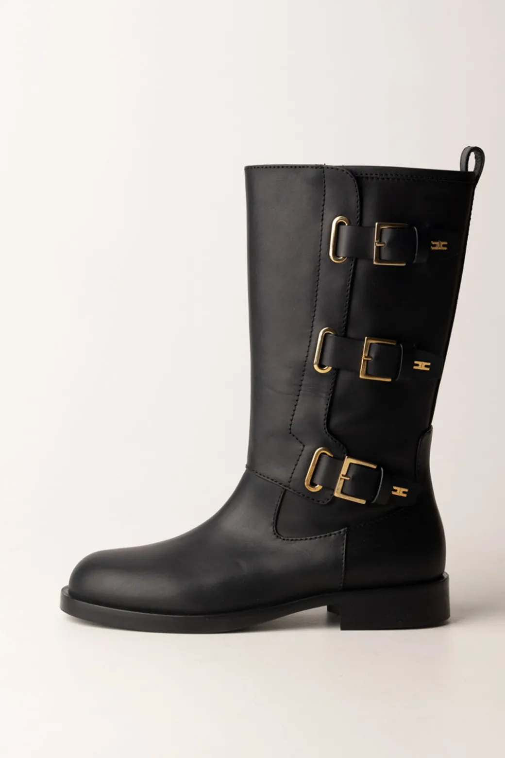 Elisabetta Franchi Bambina Stivaletti con Fibbie LateraliNERO