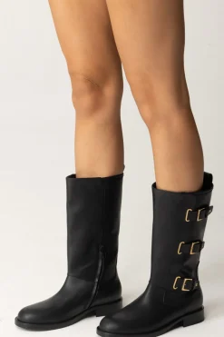 Elisabetta Franchi Bambina Stivaletti con Fibbie LateraliNERO