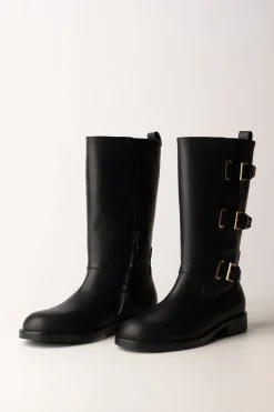 Elisabetta Franchi Bambina Stivaletti con Fibbie LateraliNERO