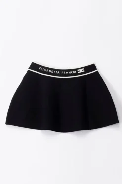 Elisabetta Franchi Bambina Gonna Tricot con Fascia LogataBLACK/BUTTER