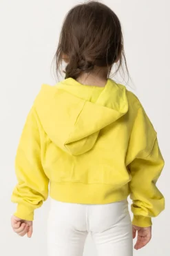 Elisabetta Franchi Bambina Felpa Zippata con Cappuccio Ed Etichetta LogoCEDAR LABEL PINK FLUO