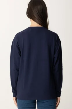 Elisabetta Franchi Bambina T-shirt Manica Lunga con Ricamo LogoNAVY/RED PASSION-AVORIO