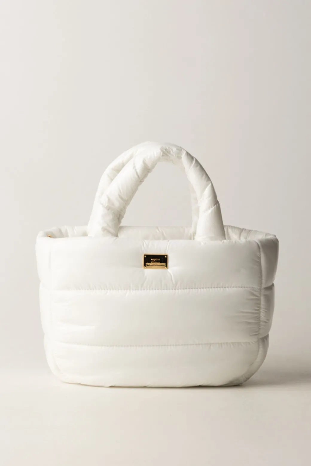 Elisabetta Franchi Bambina Borsa a Mano In Nylon ImbottitaPANNA CHIARO