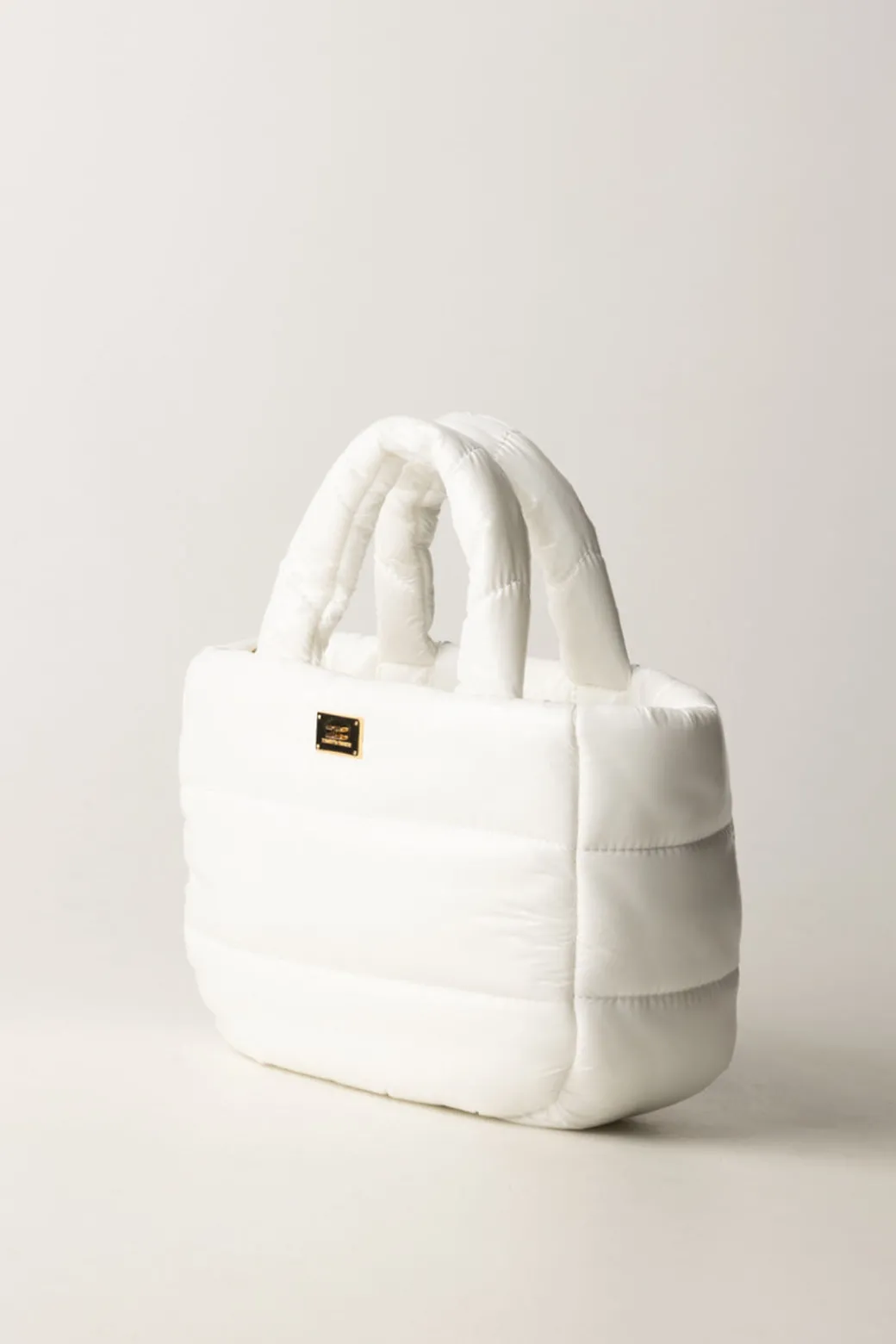 Elisabetta Franchi Bambina Borsa a Mano In Nylon ImbottitaPANNA CHIARO