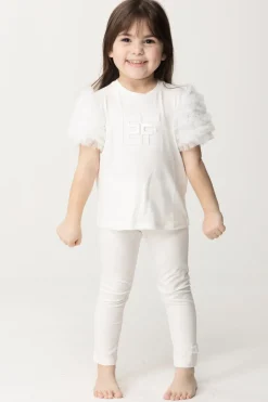 Elisabetta Franchi Bambina T-shirt con Ruches In TulleLIGHT CREAM