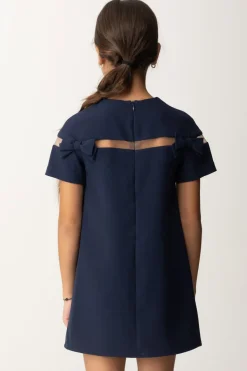 Elisabetta Franchi Bambina Abito In Crepe con FiocchettiBLU NAVY