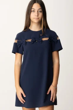 Elisabetta Franchi Bambina Abito In Crepe con FiocchettiBLU NAVY