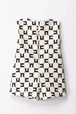 Elisabetta Franchi Bambina Tuta Corta Stampa Logo CubicaBUTTER/BLACK