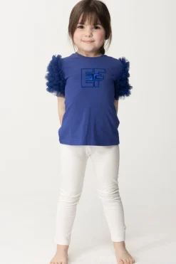 Elisabetta Franchi Bambina T-shirt con Ruches In TulleINDIGO BLUE