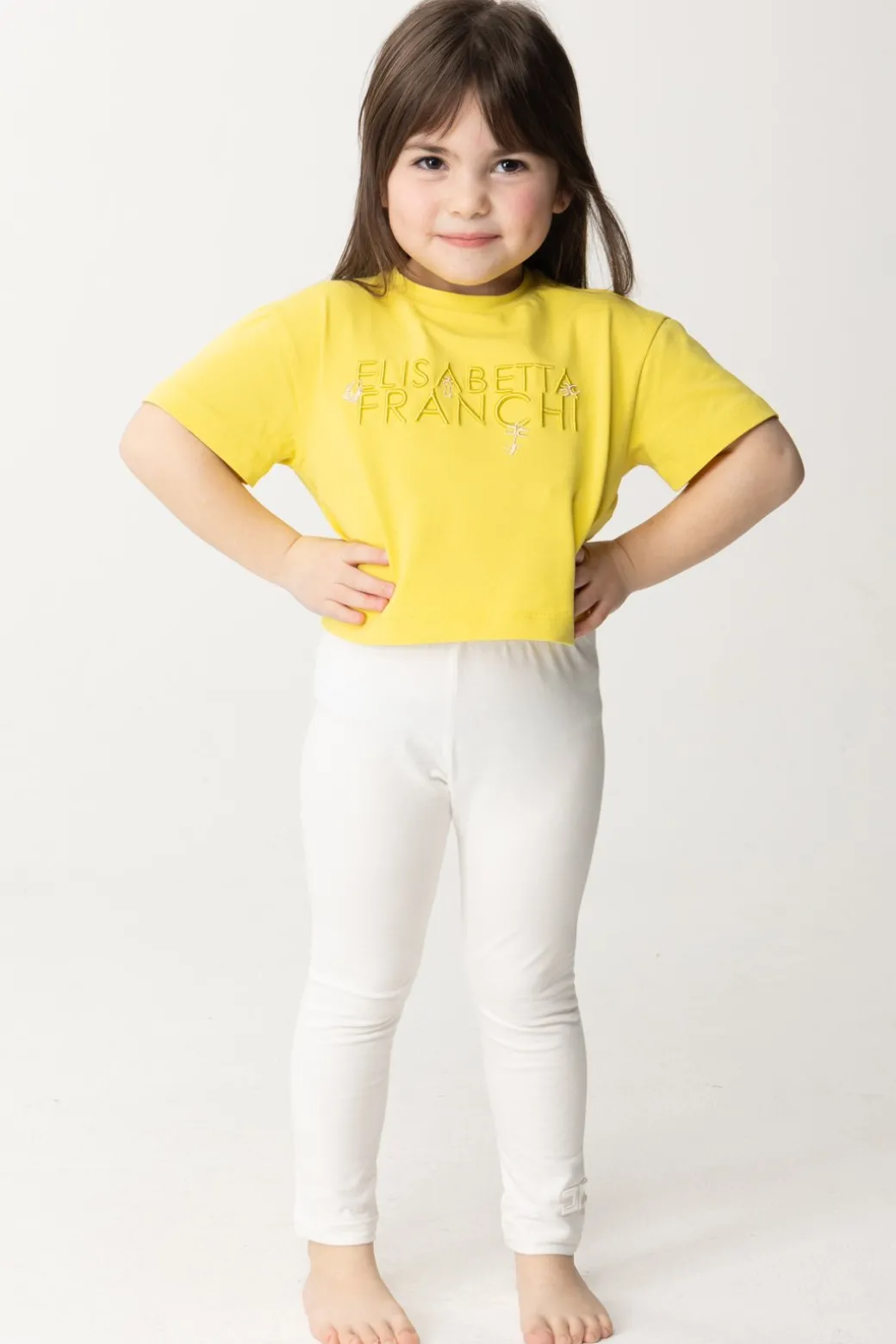 Elisabetta Franchi Bambina T-shirt con Ricamo Lettering e CharmCEDAR