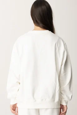 Elisabetta Franchi Bambina Felpa Over con Ricamo Logo In Stile CollegeAVORIO/RICAMO NAVY-ROUGE NOIR