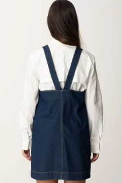 Elisabetta Franchi Bambina Salopette In Denim con Tasche In EcopelleBLU