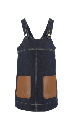 Elisabetta Franchi Bambina Salopette In Denim con Tasche In EcopelleBLU