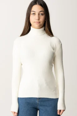 Elisabetta Franchi Bambina Maglia a Lupetto a CostineAVORIO