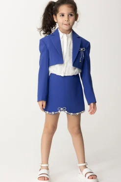 Elisabetta Franchi Bambina Giacca con Fiocchetto In StrassINDIGO BLUE