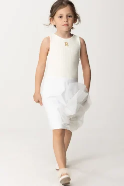 Elisabetta Franchi Bambina Abito con Dettaglio In OrganzaLIGHT CREAM