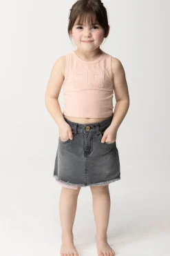 Elisabetta Franchi Bambina Minigonna In Jeans con Taglio a VivoLIGHT BLACK DENIM