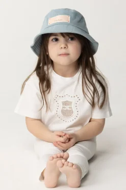 Elisabetta Franchi Bambina Cappello Alla Pescatora con Etichetta LogataLIGHT BLUE DENIM