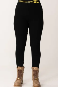 Elisabetta Franchi Bambina Leggings In Viscosa con Logo In VitaNERO/MIMOSA