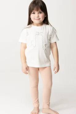 Elisabetta Franchi Bambina Leggings con Logo Cc RicamatoDESERT ROSES