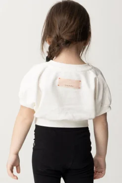 Elisabetta Franchi Bambina Felpa Crop Maniche Corte e LogoLIGHT CREAM