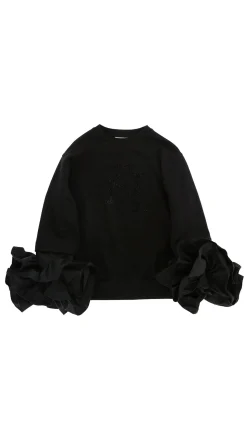 Elisabetta Franchi Bambina Felpa con Ruches In TaffetàNERO/NERO/NERO