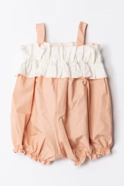 Elisabetta Franchi Bambina Pagliaccetto Bicolore con ArricciatureIVORY/DESERT ROSE