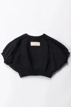 Elisabetta Franchi Bambina Felpa Crop Maniche Corte e LogoBLACK