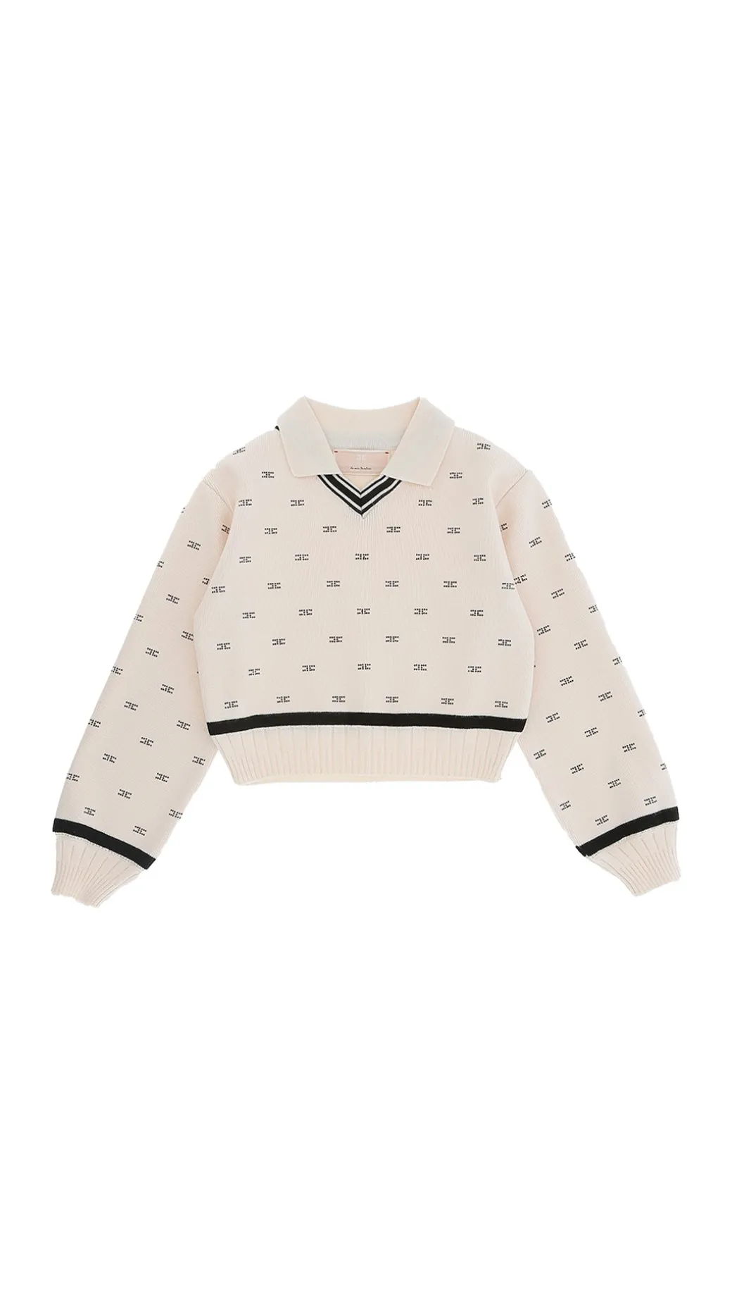 Elisabetta Franchi Bambina Maglia con Pattern Logo In StrassBURRO-NERO/NERO