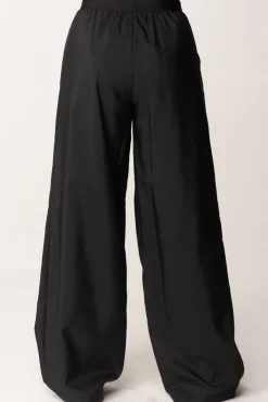 Elisabetta Franchi Bambina Pantaloni Wide Leg In Vela con FiocchettoNERO/NERO/NERO