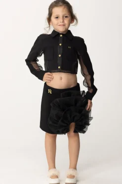 Elisabetta Franchi Bambina Gonna con Dettaglio In OrganzaBLACK