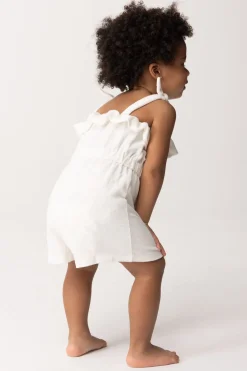 Elisabetta Franchi Bambina Pagliaccetto In Ciniglia con Ricamo NuvoleLIGHT CREAM