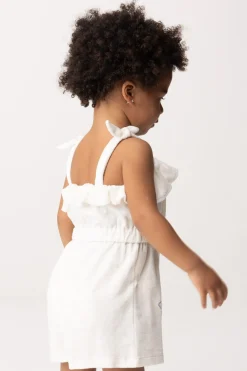 Elisabetta Franchi Bambina Pagliaccetto In Ciniglia con Ricamo NuvoleLIGHT CREAM