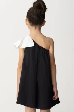 Elisabetta Franchi Bambina Abito Prendisole Monospalla con FioccoBLACK/IVORY
