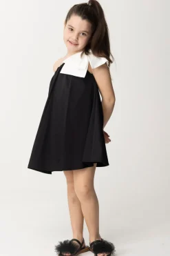 Elisabetta Franchi Bambina Abito Prendisole Monospalla con FioccoBLACK/IVORY