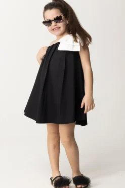 Elisabetta Franchi Bambina Abito Prendisole Monospalla con FioccoBLACK/IVORY