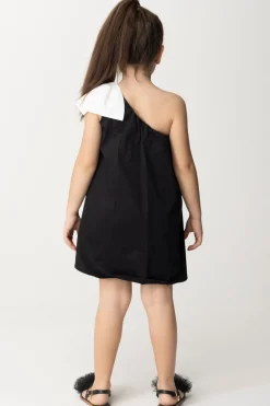 Elisabetta Franchi Bambina Abito Prendisole Monospalla con FioccoBLACK/IVORY