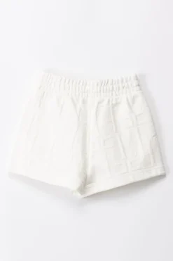 Elisabetta Franchi Bambina Shorts In Felpa con Logo EmbossedLIGHT CREAM
