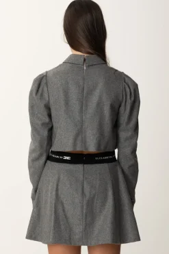 Elisabetta Franchi Bambina Abito In Lana con Cravatta e Cut-outSTEEL/NERO